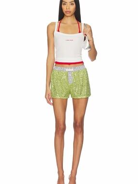 HANDOVER - Sequin Embellished Lime Green Boxer Shorts